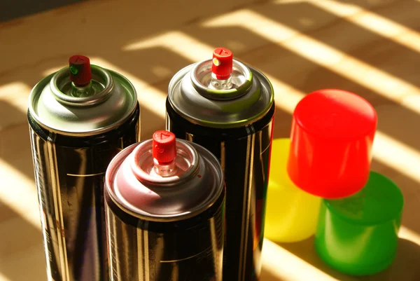 Pulverizar latas de pintura — Foto de Stock