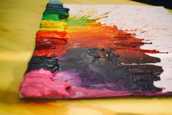 Melted colorful crayons — Stock Photo, Image