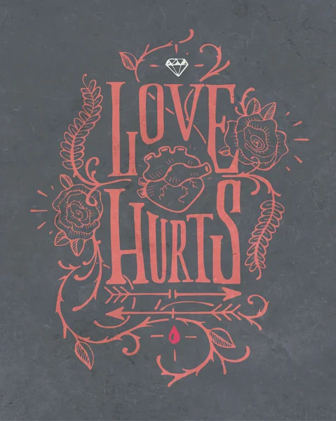 Love hurts lettering badge — Foto Stock