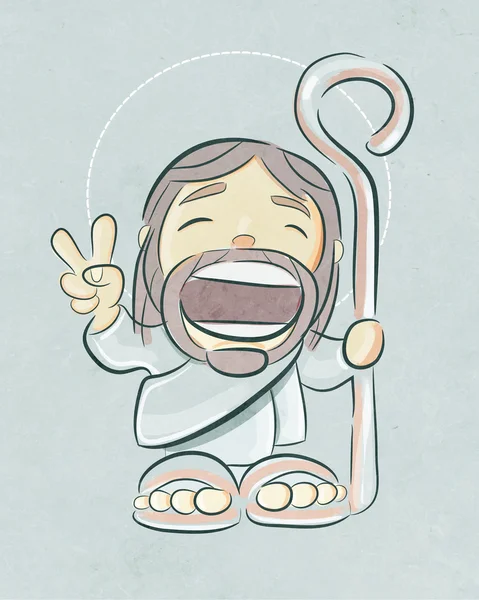 Ιησούς καλός Ποιμήν χαμογελαστό κινουμένων σχεδίων — Φωτογραφία Αρχείου