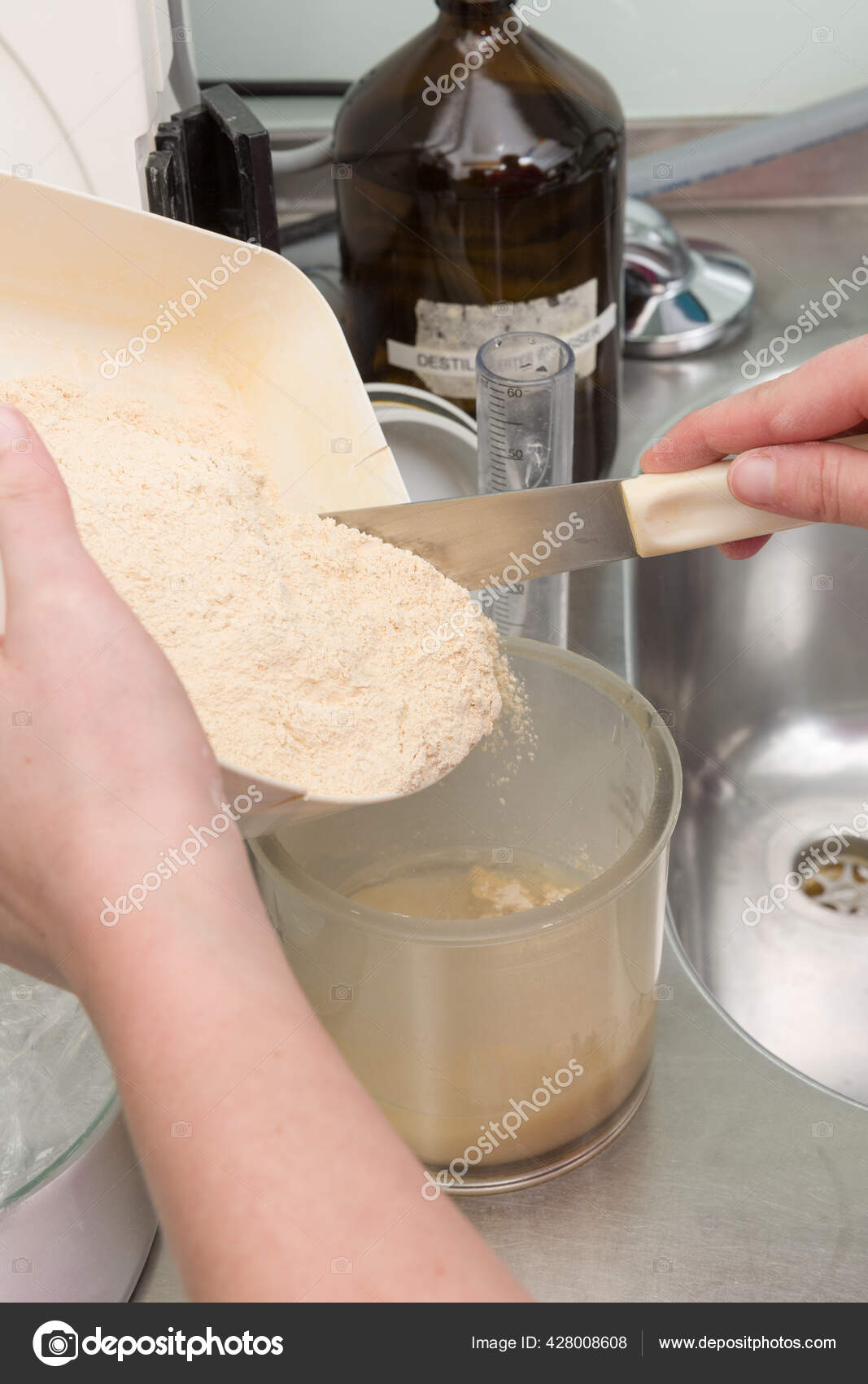 Mixing Gypsum Making Prosthesis Saddle Dental Imprint Dental Laboratory