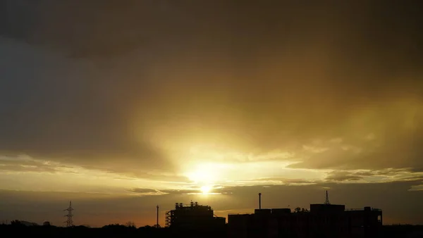 Salida Del Sol Con Rayos Sol — Foto de Stock