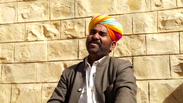 Jaisalmer Rajasthan Inde Jan 2021 Musicien Rue Rajasthani Dans Robe — Video
