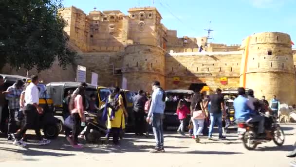 Jaisalmer Rajastán India Nov 2022 Multitud Turística Famosa Atracción Turística — Vídeo de stock