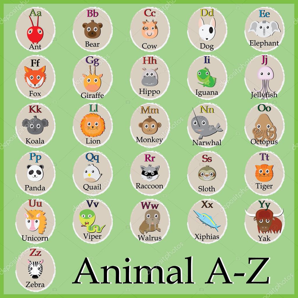 Cute Animal Alphabet Funny Cartoon Character A B C D E F Vector Image By C Sirayot Vector Stock