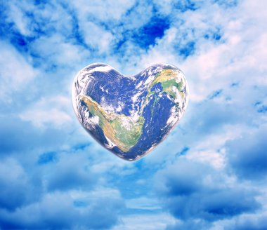 The earth in the shape of a heart,