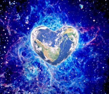 The earth in the shape of a heart,