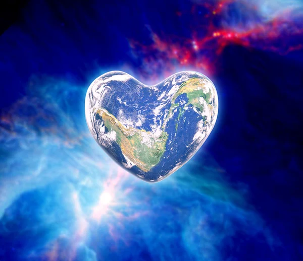 The earth in the shape of a heart, — Stock Photo, Image