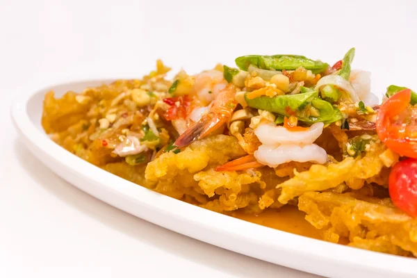 Thai Food (Yum Sam Grob) : Crispy Fish Maw in Spicy Salad — Stok Foto