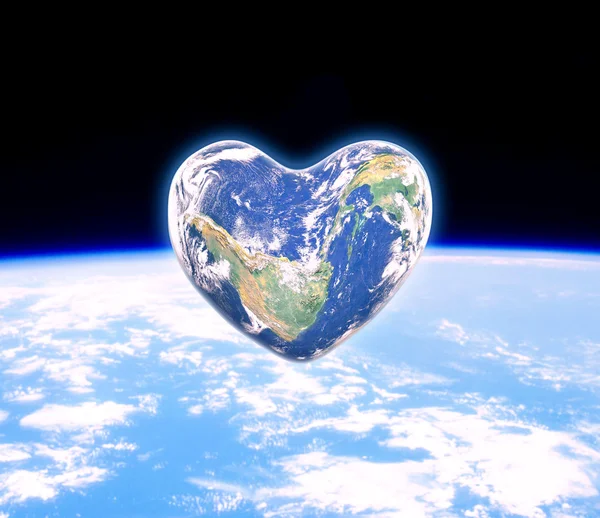 The earth in the shape of a heart, elements of this image furnis — Stock Photo, Image