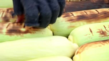 Izgarada Mısır el dokunuşla.