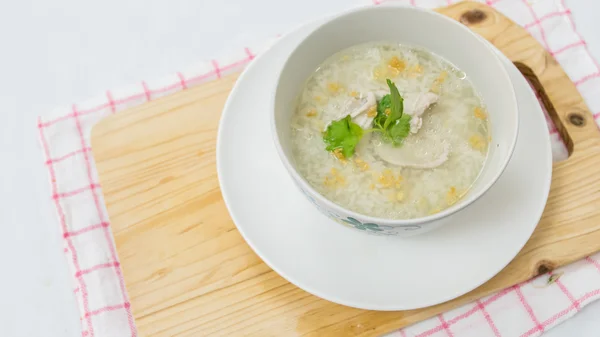 Arroz estilo tailandés hervido con cerdo en tazón — Foto de Stock