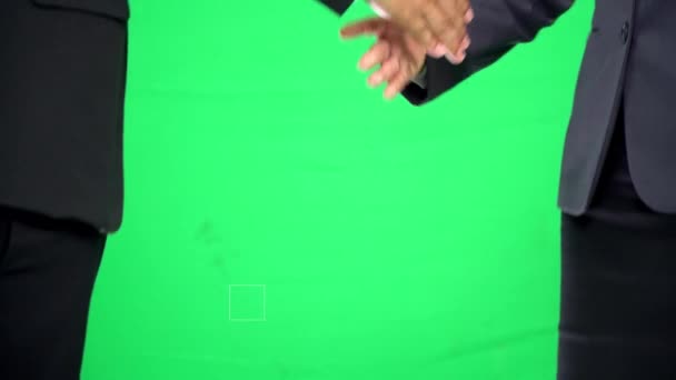 Business handshake on green screen background, partnership trust, respect sign — Stock Video