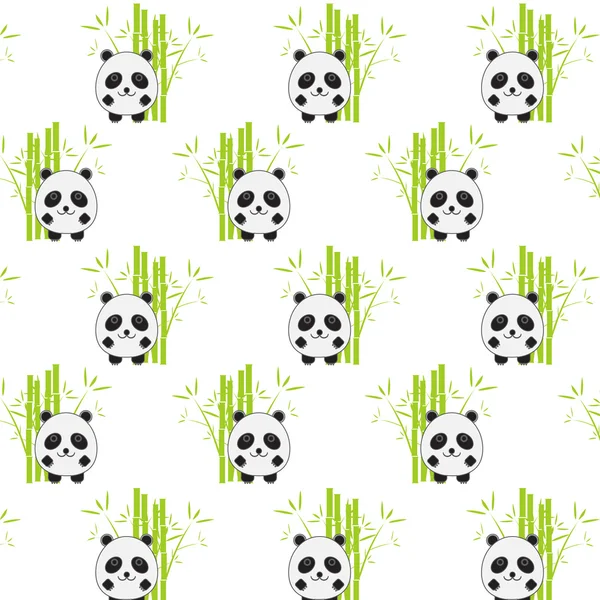 Fondo sin costuras con ilustración de panda de dibujos animados. Panda y b — Vector de stock