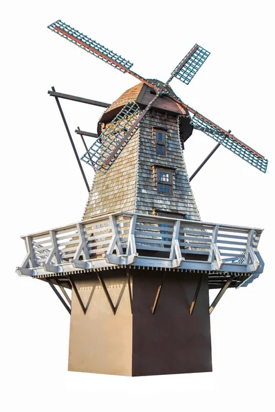 Windmühle steht in weißem isolierten Hintergrund — Stockfoto