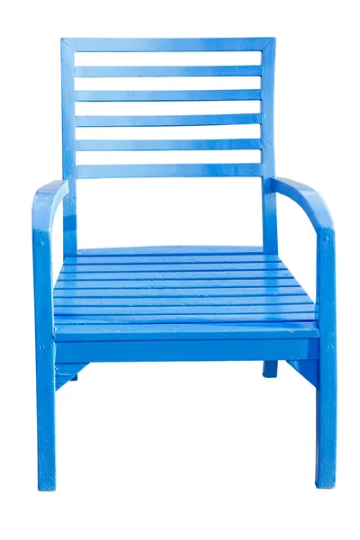 Chaise en bois bleu isolé sur blanc, avec chemin de coupe — Photo