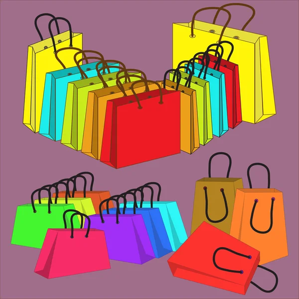 Set van multi-gekleurde zakken — Stockvector
