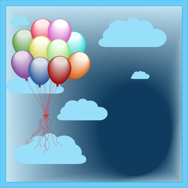 Globo de aire caliente y nubes — Vector de stock