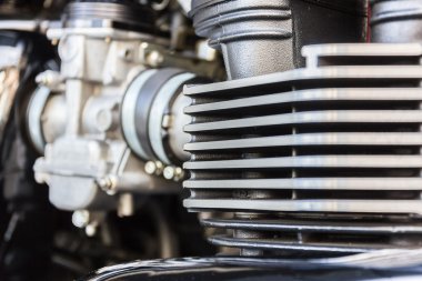 Krom motosiklet motoru closeup