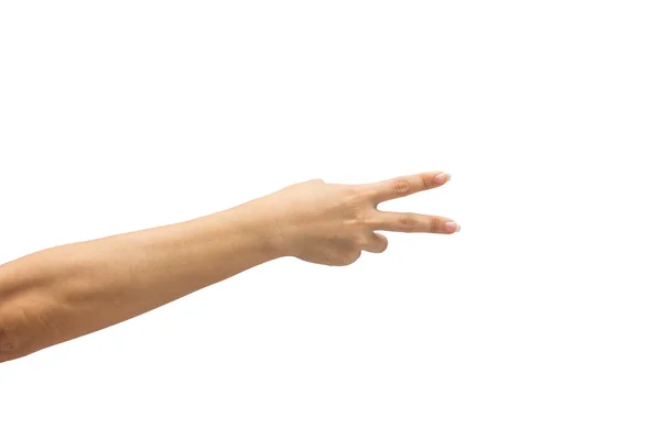 Weibliche Hand auf dem isolierten auf weißem Hintergrund — Stockfoto