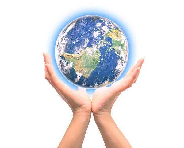 Earth in hands on a white background. Elements of this image fur Royalty Free Stock Photos