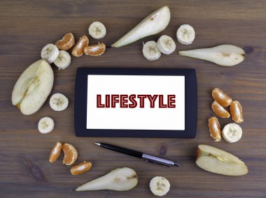 Tablet metin yaşam tarzı ile çevresinde farklı meyve