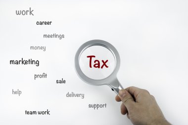 Metin ve vergi büyütme büyüteç ile levha