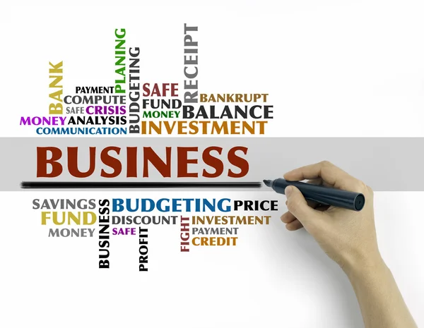Мбаппе с написанием маркеров - BUSINESS word cloud, бизнес-концепция — стоковое фото
