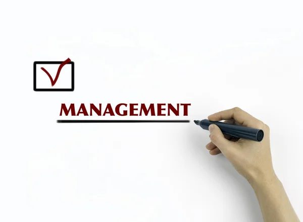 A jelölő pipa szó Management írás kéz — Stock Fotó