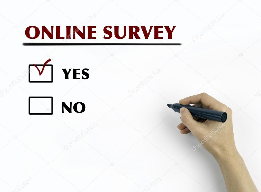 Hand with marker writing Online survey