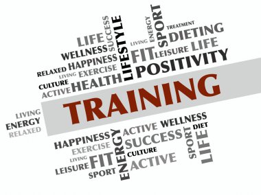Öğretici kelime bulut, fitness, spor, sağlık konsepti