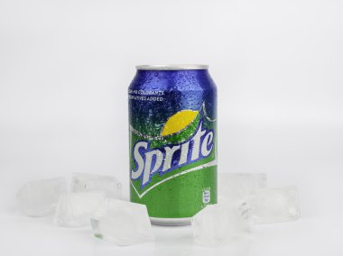Riga, Latvia - March 14, 2016 :Sprite can on white background clipart
