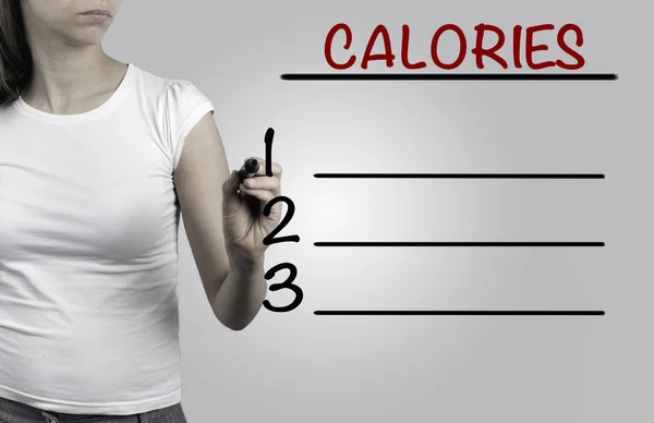 Bella scrittura donna - Calorie lista vuota, fitness, sport, h — Foto Stock