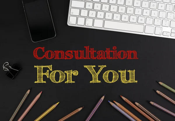 Consultation For You. Black office desk. — Stock Photo, Image