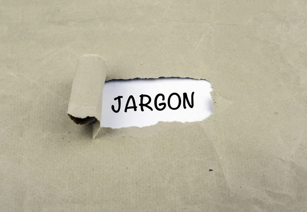 Inscription revealed on old paper - JARGON — Stock Photo, Image