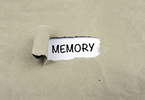 Inscription revealed on old paper - MEMORY — Stock Photo, Image