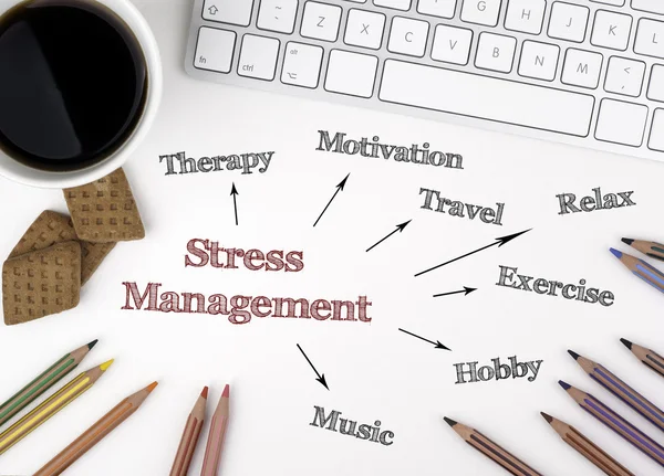 Conceptul de management al stresului pe biroul alb — Fotografie, imagine de stoc