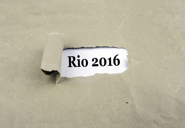 Inscription revealed on old paper - Rio 2016 — Stock Photo, Image