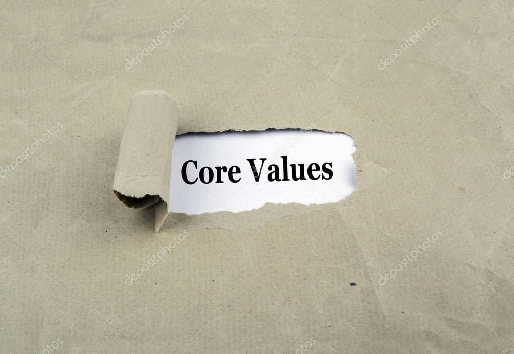 Inscription revealed on old paper - Core Values — Stock Photo ...