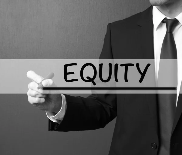 Business man writing: EQUITY — Stok Foto