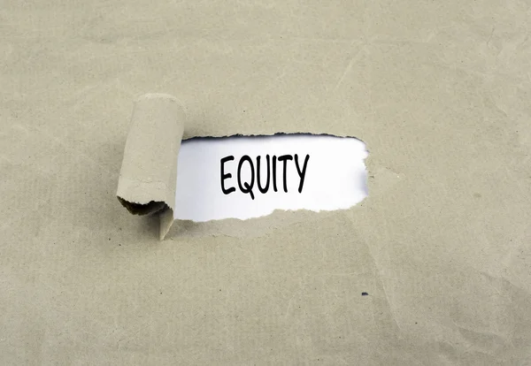 Inscription revealed on old paper - Equity — Stock Photo, Image
