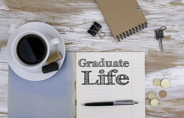 Graduate Life - Copybook na área de trabalho — Fotografia de Stock