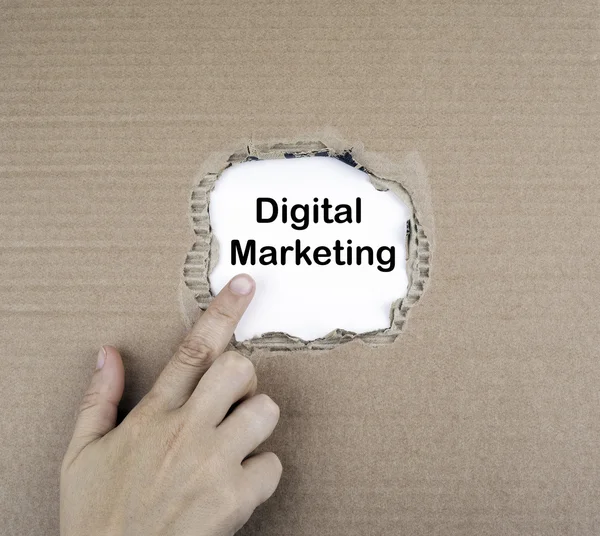 Hand auf den Text gerichtet, digitales Marketing — Stockfoto