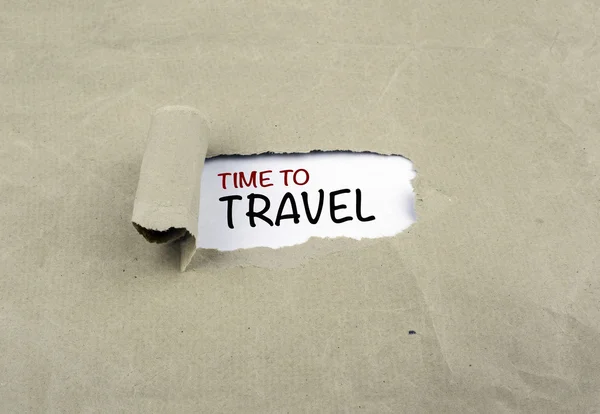 Inscriptie onthuld op oud papier - tijd om te reizen — Stockfoto