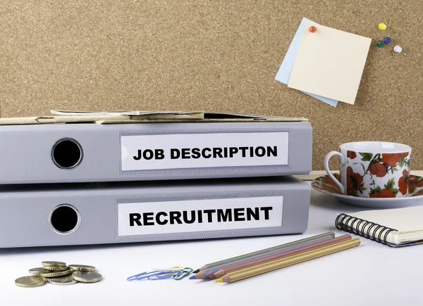 Job Description and Recruitment - two folders on white office de — Stock Photo, Image