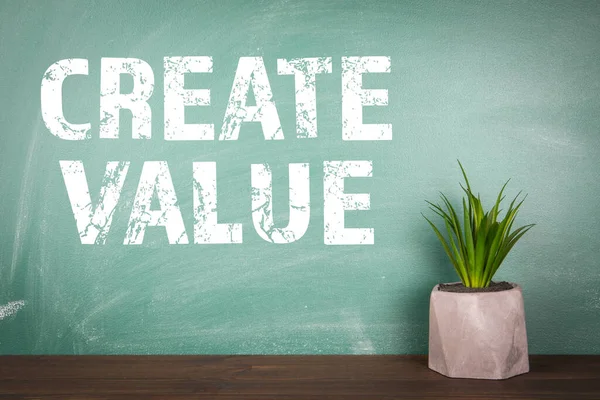 CREATE VALUE. Business and motivation concept. Room plant — Stock Photo, Image