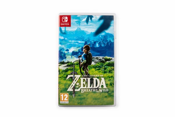 Zelda Efsanesi: Beyaz arkaplanda Nintendo konsolu için Vahşi video oyununun nefesi — Stok fotoğraf