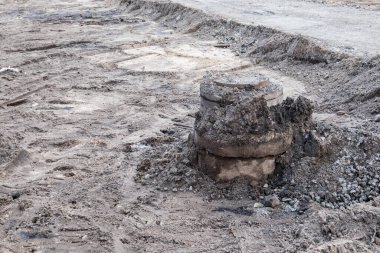 Su ve kanalizasyon inşaatı. İnşaat alanı