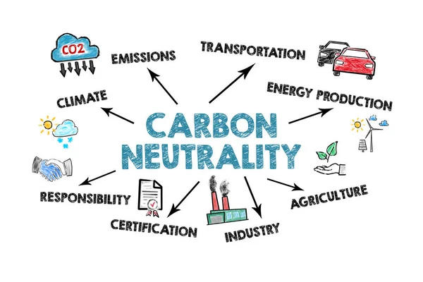 Concetto di neutralità del carbonio. Immagine illustrativa della protezione della natura e dell'inquinamento — Foto Stock