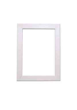 Beyaz bir arka plan üzerinde beyaz ahşap fotoğraf çerçevesi